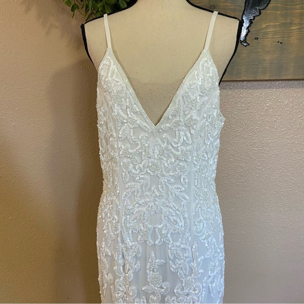 NWOT Lulus Everlasting Passion White Sequin Beaded Backless Maxi Dress - Picture 3 of 13